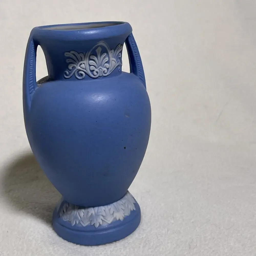 Lovely Art Pottery Vintage Blue Jasperware-Style Greco-Roman Vase